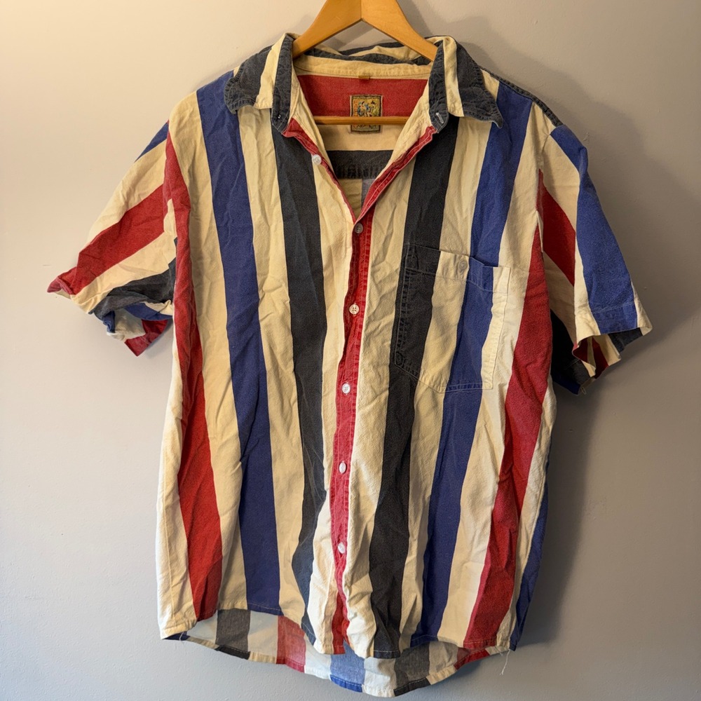 Vintage Everything You Ever Wanted Vertical Stripe Button Down Shirt XL Mens